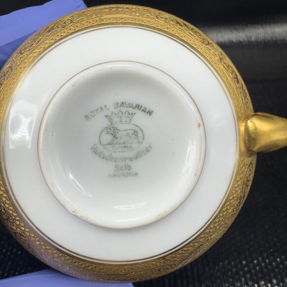 Black Knight Porcelain Fine Bone China Teacup Saucer Set Heavy Gold Pattern READ - Picture 8 of 11